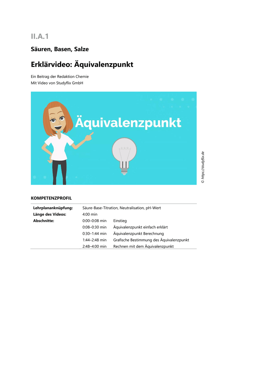 Lernen & Üben: Äquivalenzpunkt Säure-Base-Titration