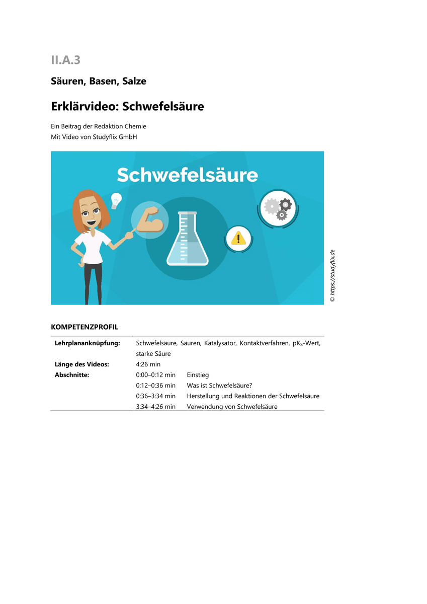 Lernen & Üben: Schwefelsäure