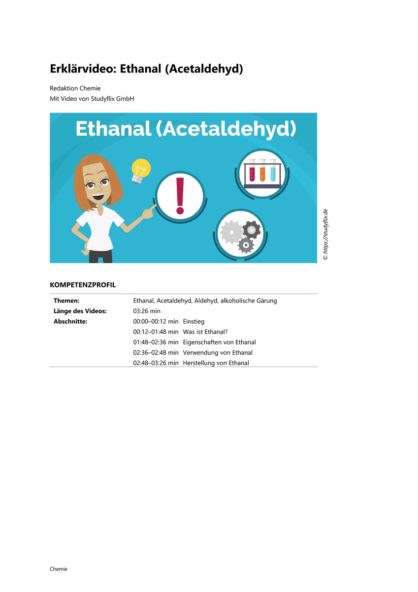 Erklärvideo: Ethanal (Acetaldehyd)