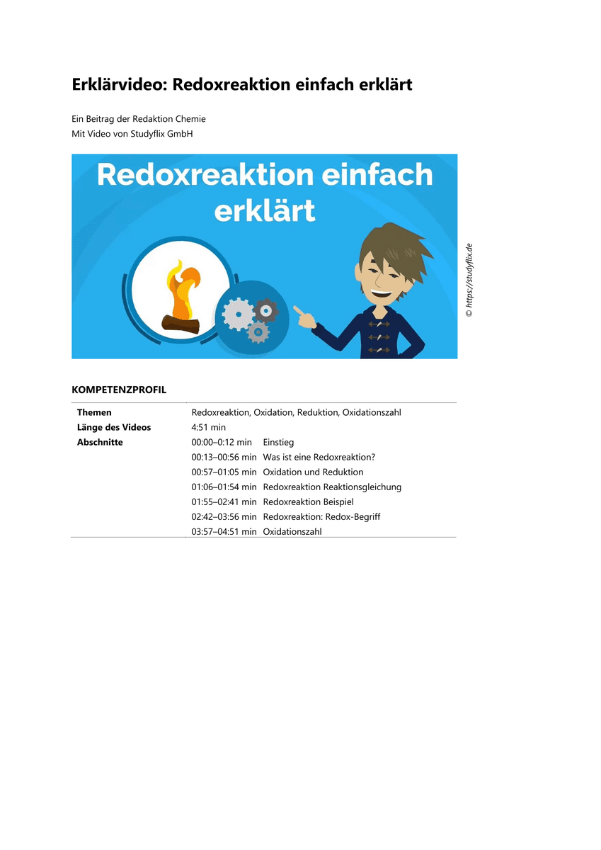 Erklärvideo: Redoxreaktion einfach erklärt