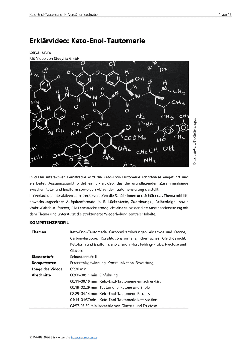 Lernen & Üben: Keto-Enol-Tautomerie