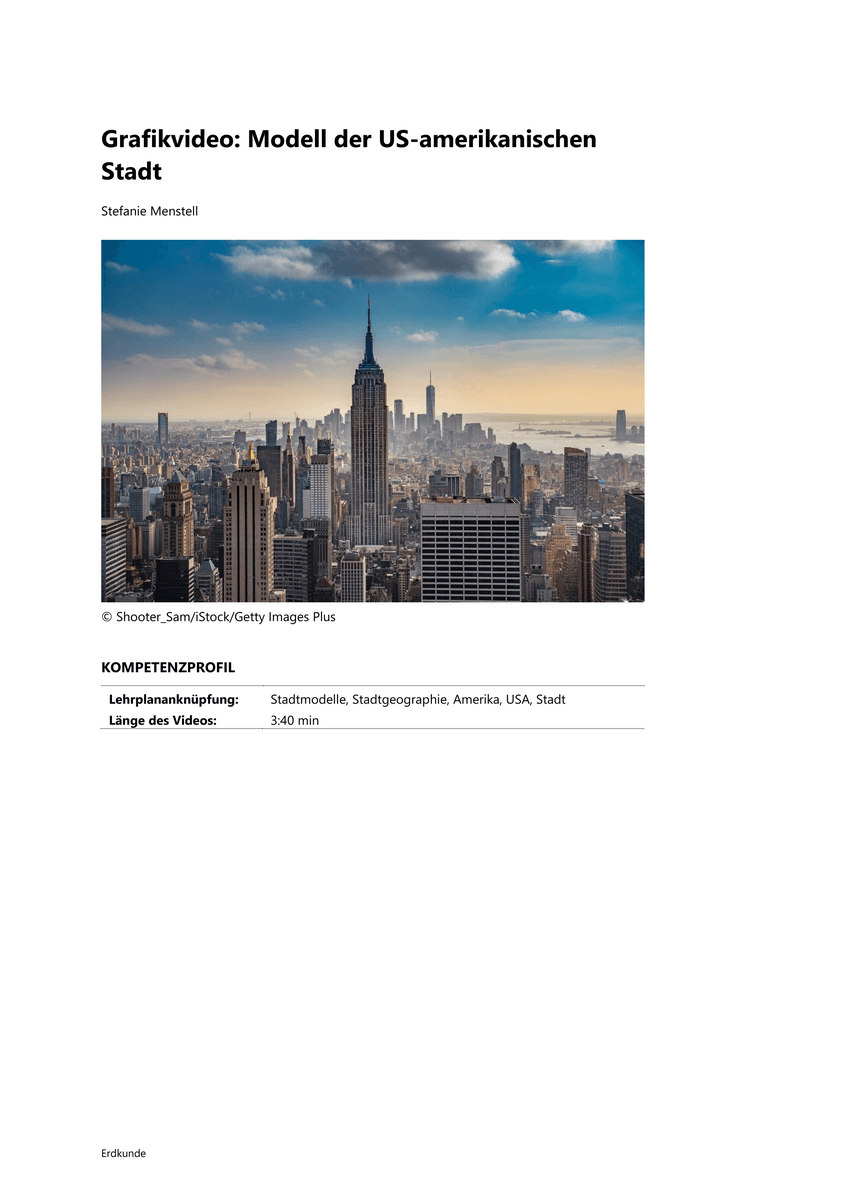 Grafik: Modell der US-amerikanischen Stadt