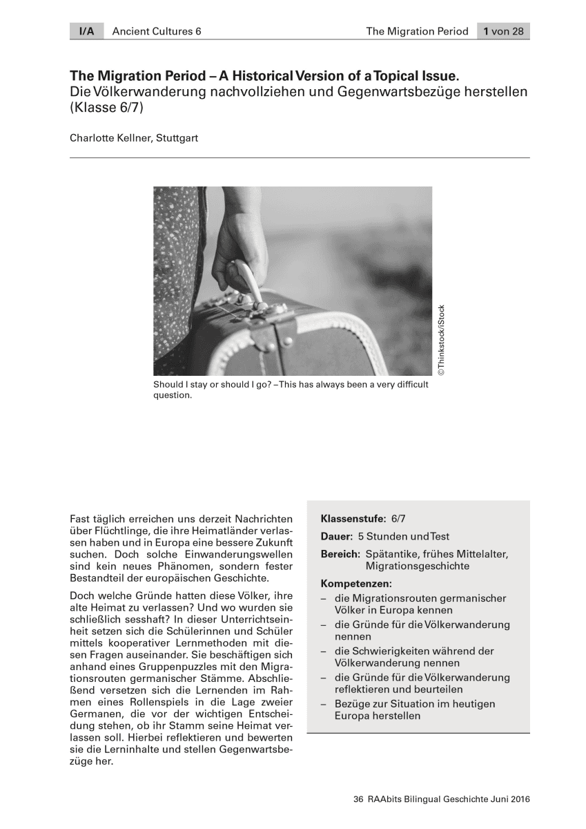 The Migration Period - A Historical Version of a Topical Issue