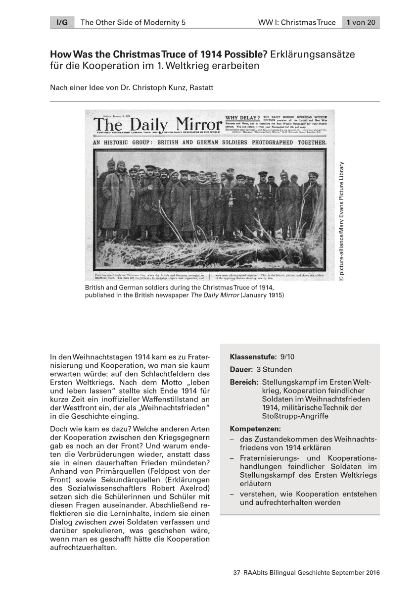 How was the Christmas Truce of 1914 possible?