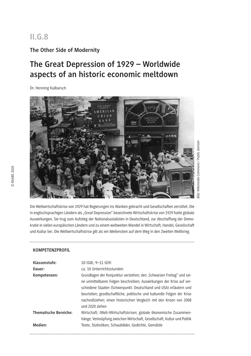 The Great Depression of 1929