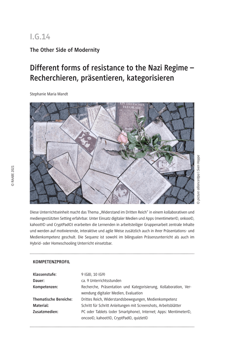 Different forms of resistance to the Nazi Regime