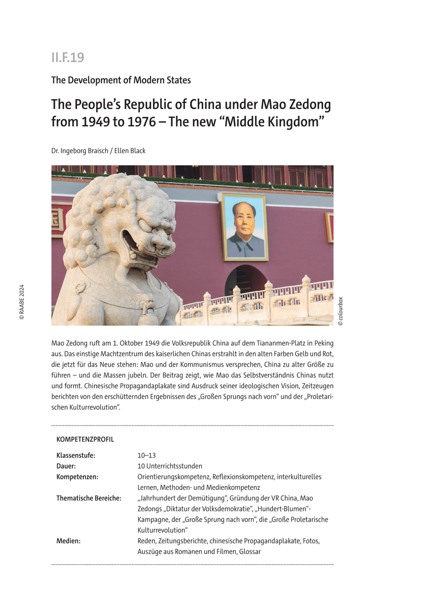 The People's Republic of China under Mao Zedong from 1949 to 1976