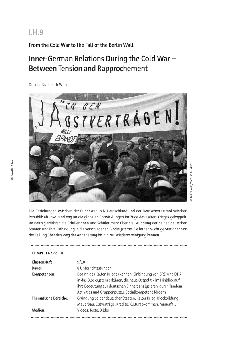 Inner-German Relations During the Cold War
