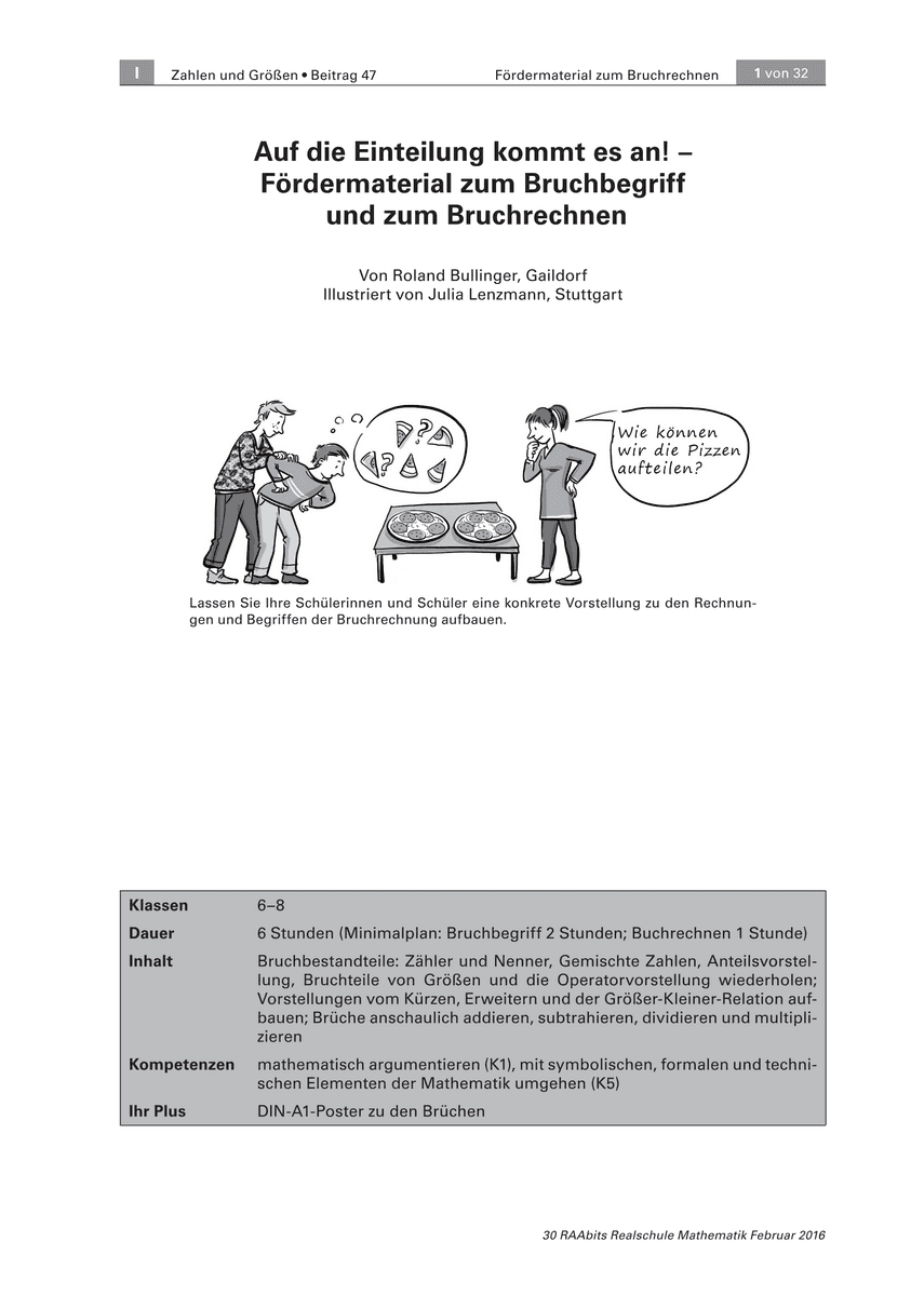 Auf die Einteilung kommt es an!