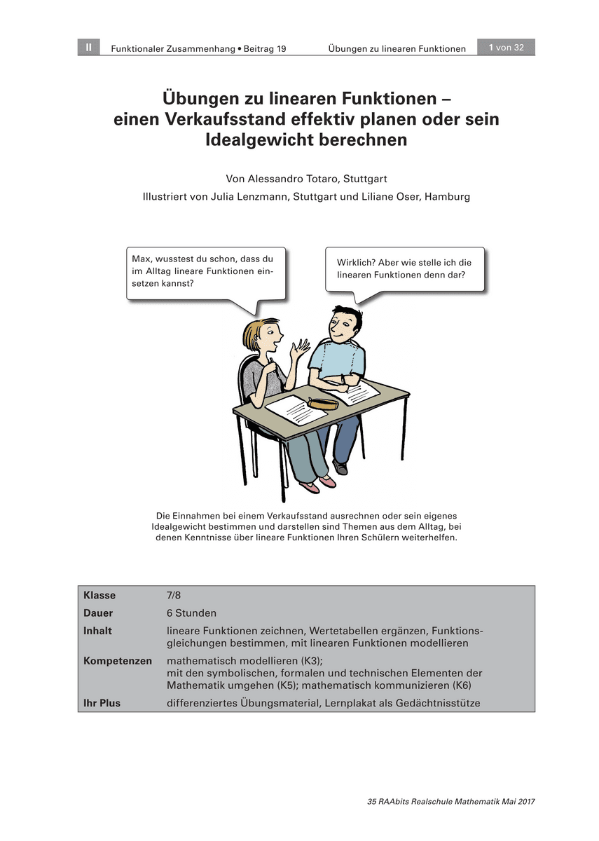 Übungen zu linearen Funktionen