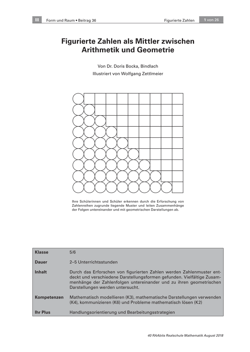 Figurierte Zahlen als Mittler zwischen Arithmetik und Geometrie