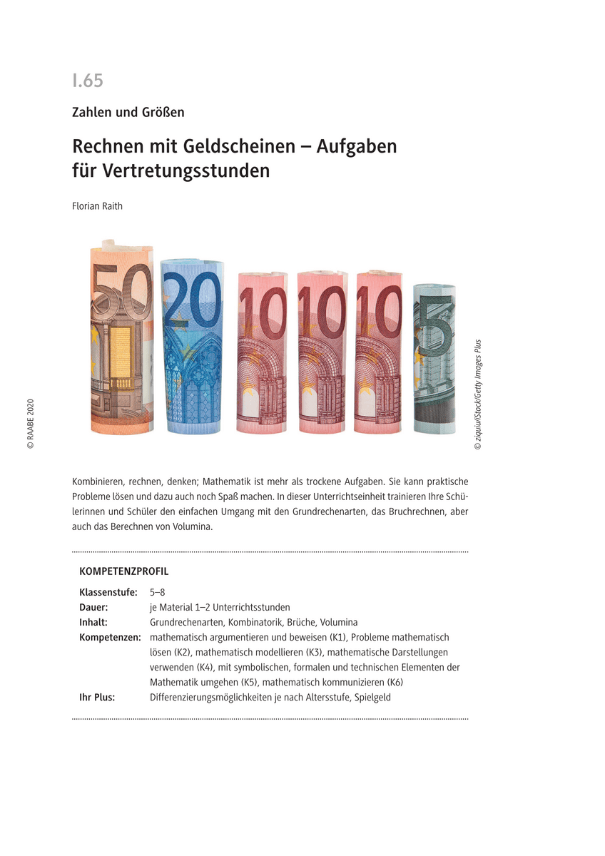 Rechnen mit Geldscheinen