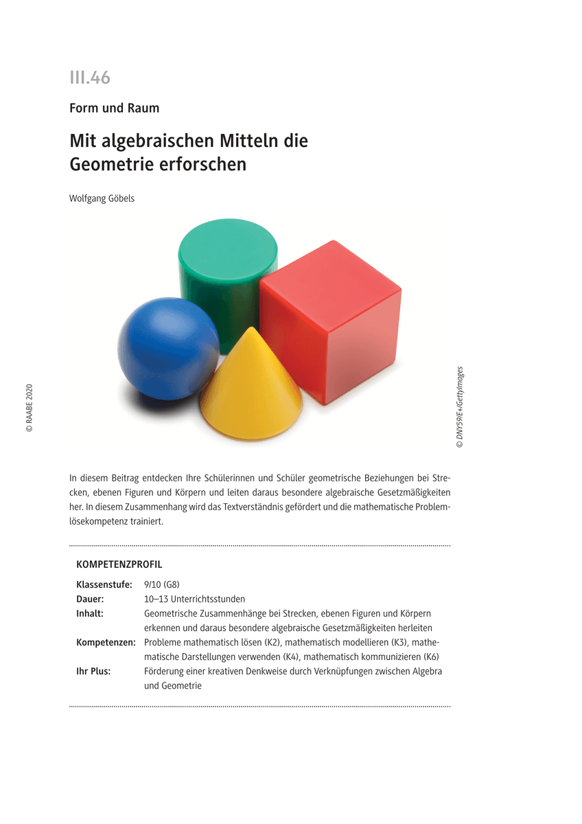 Mit algebraischen Mitteln die Geometrie erforschen