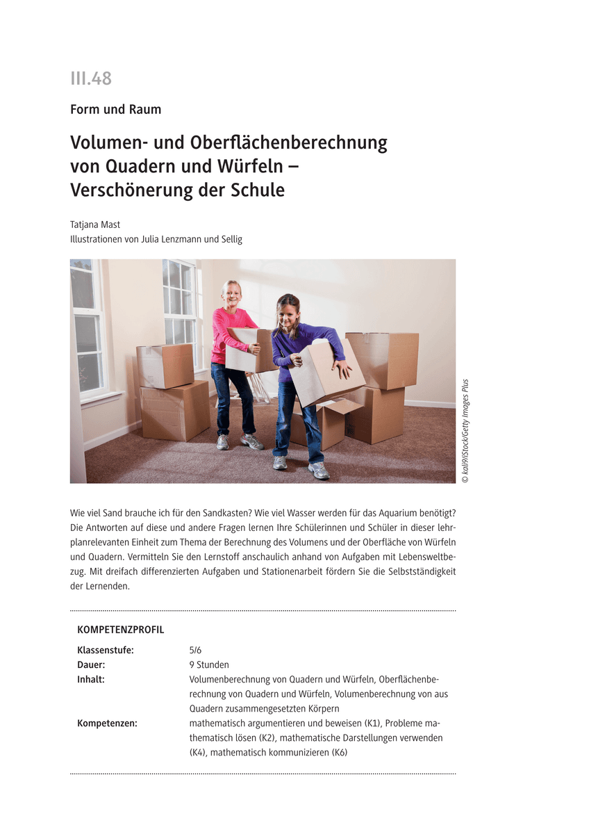 Volumen- und Oberflächenberechnung von Quadern und Würfeln