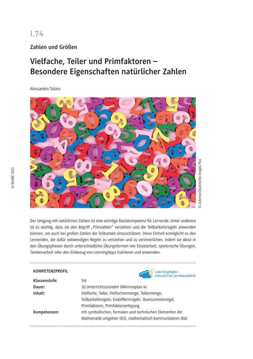 Vielfache, Teiler und Primfaktoren