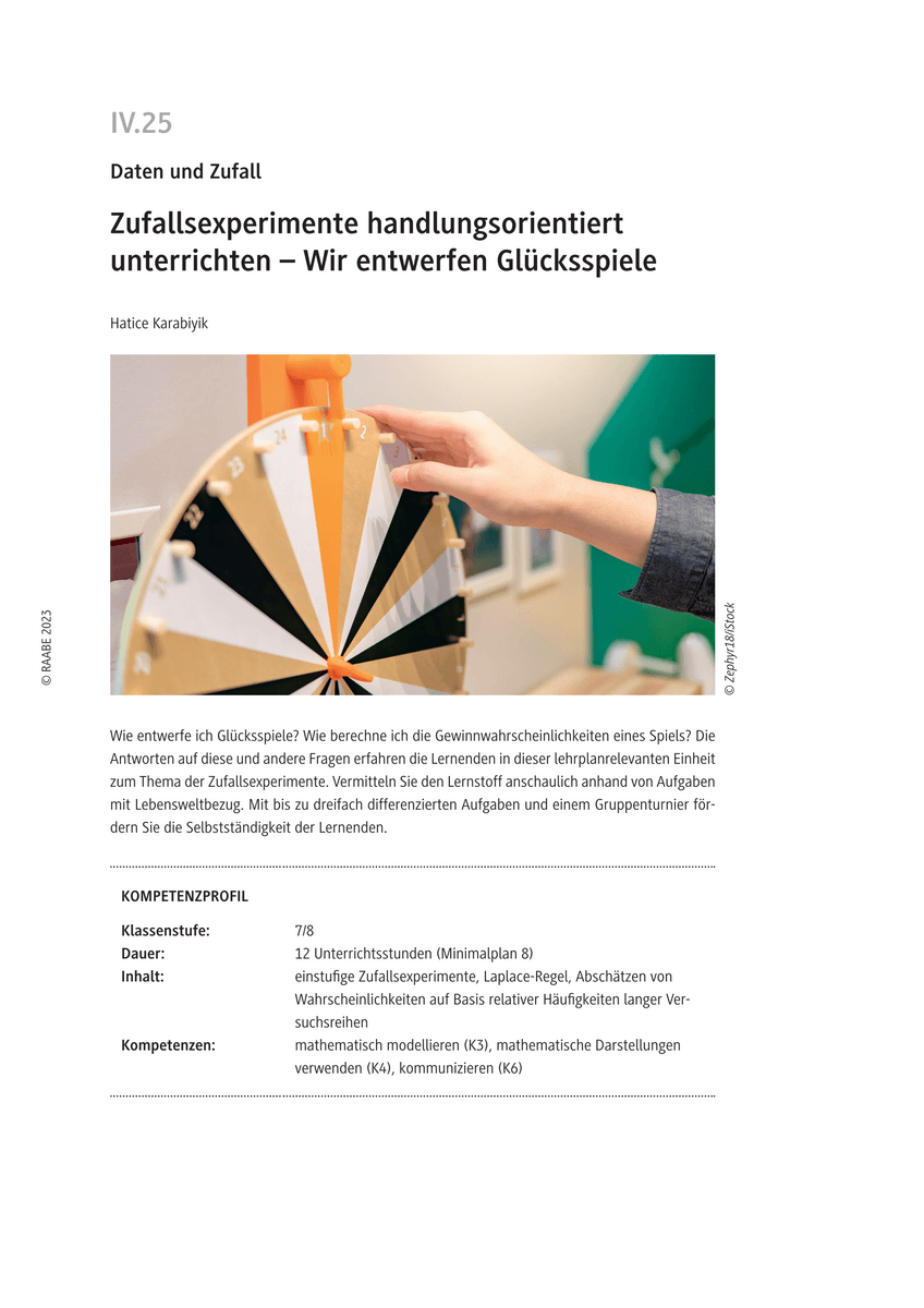 Zufallsexperimente handlungsorientiert unterrichten