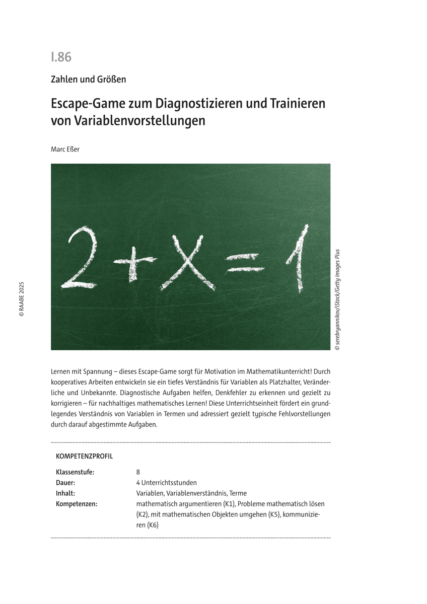 Escape-Game zum Diagnostizieren und Trainieren von Variablenvorstellungen