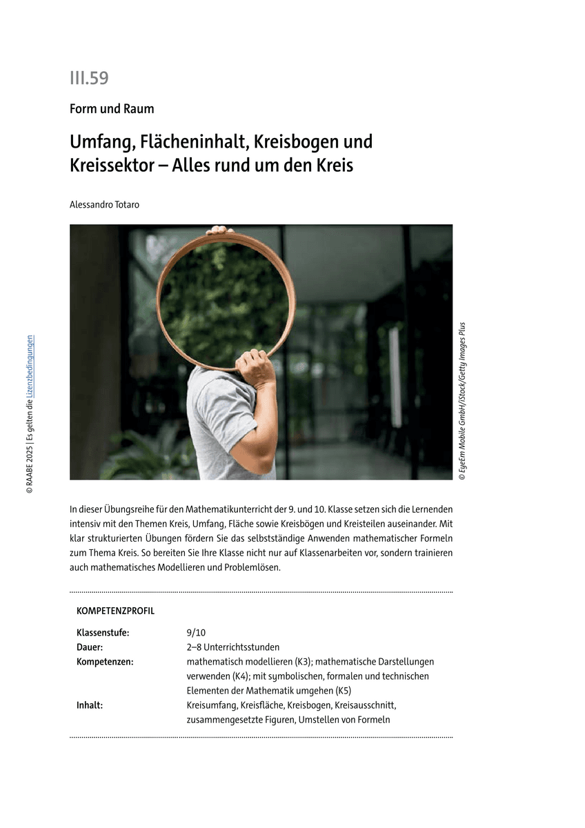 Umfang, Flächeninhalt, Kreisbogen und Kreissektor