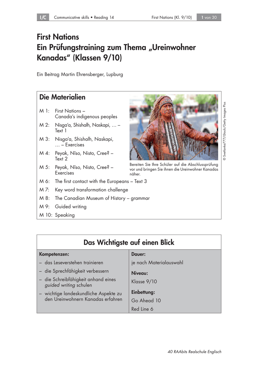 Ein Prüfungstraining zum Thema „Ureinwohner Kanadas“
