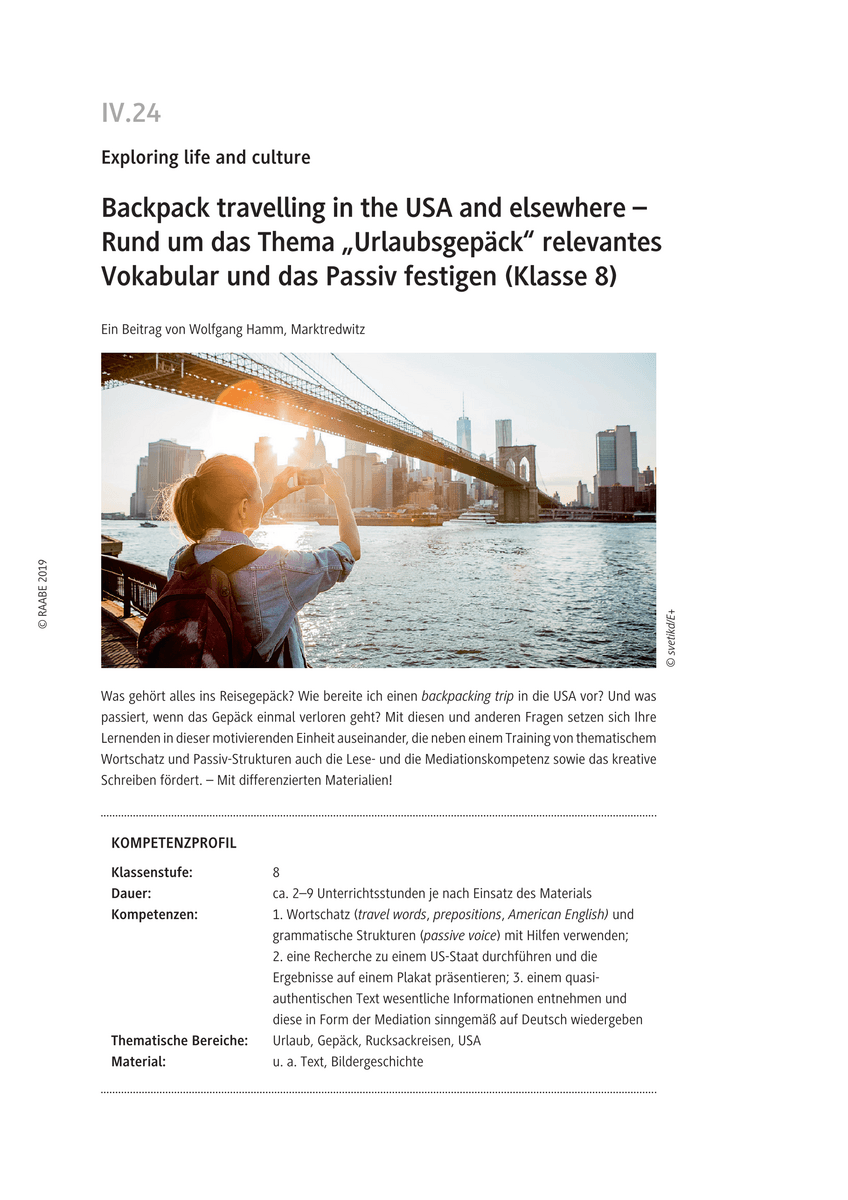 Backpack travelling in the USA and elsewhere