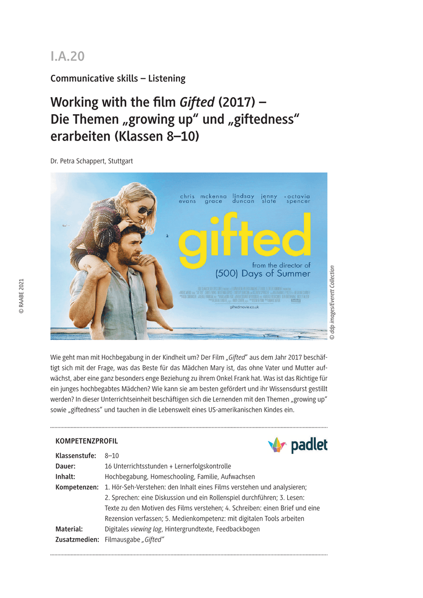 Working with the film "Gifted" (2017)
