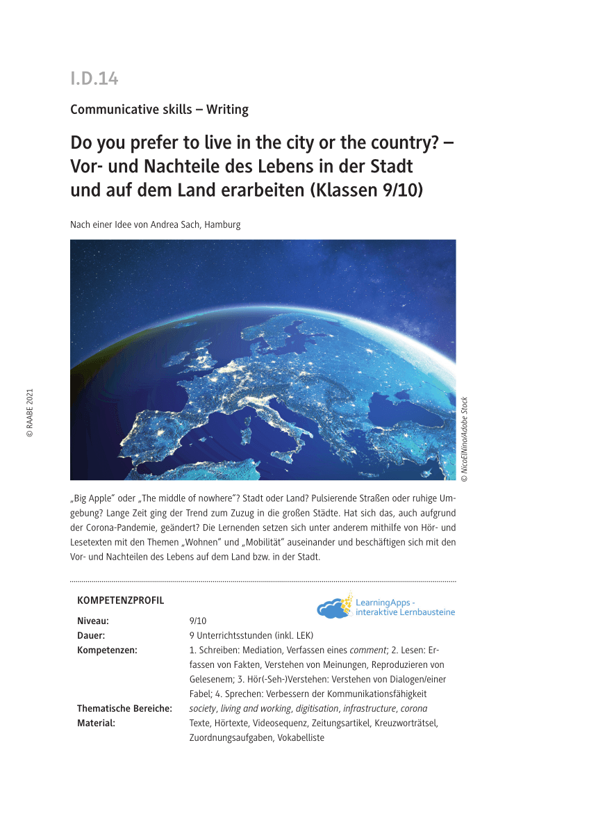Do you prefer to live in the city or the country?