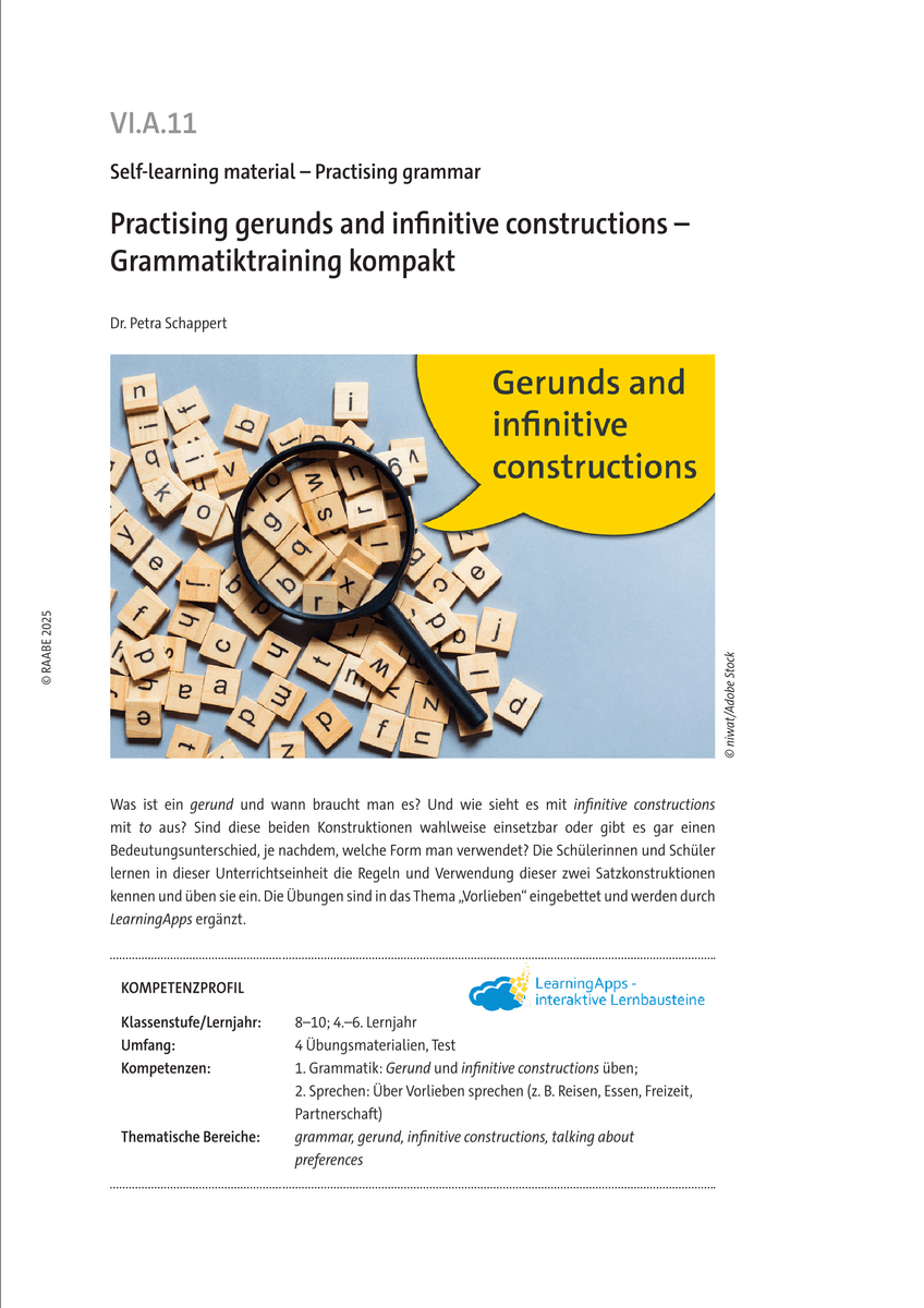 Grammatiktraining kompakt: Practising gerunds and infinitive constructions
