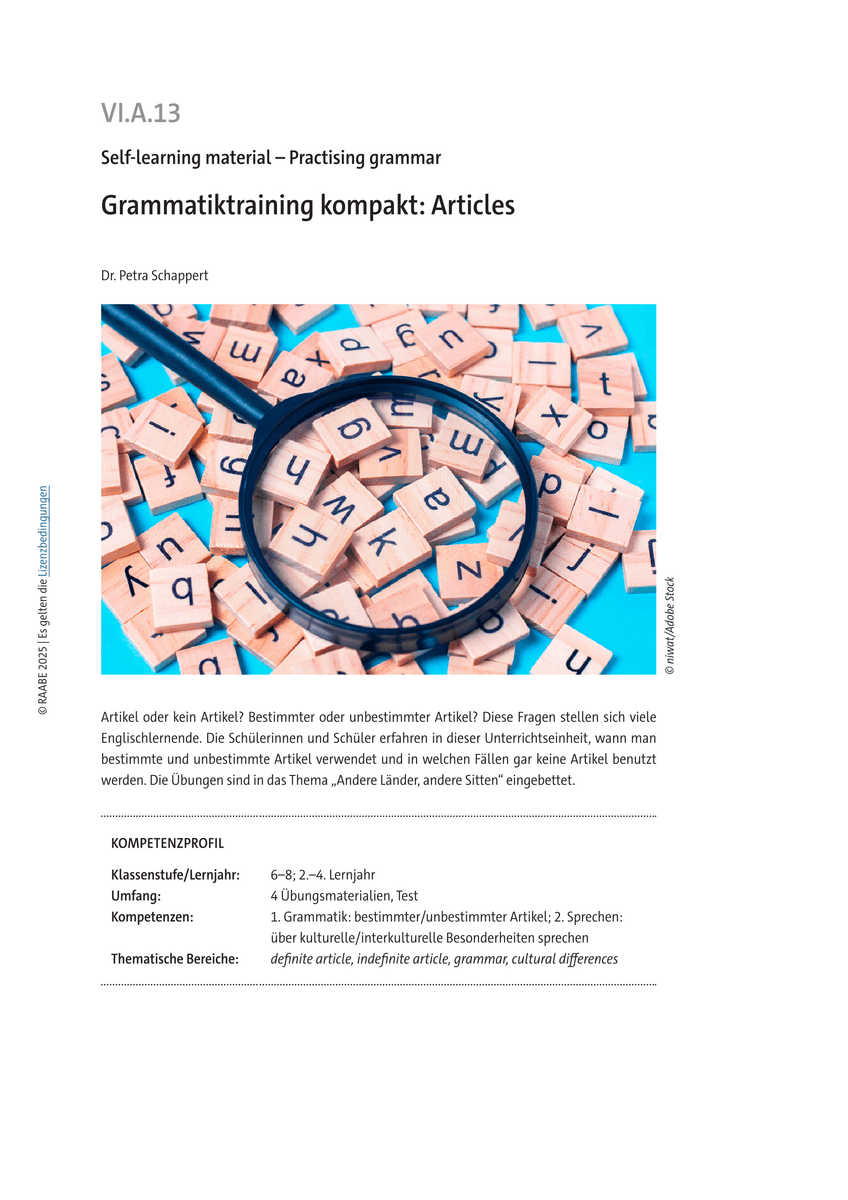 Grammatiktraining kompakt: Articles