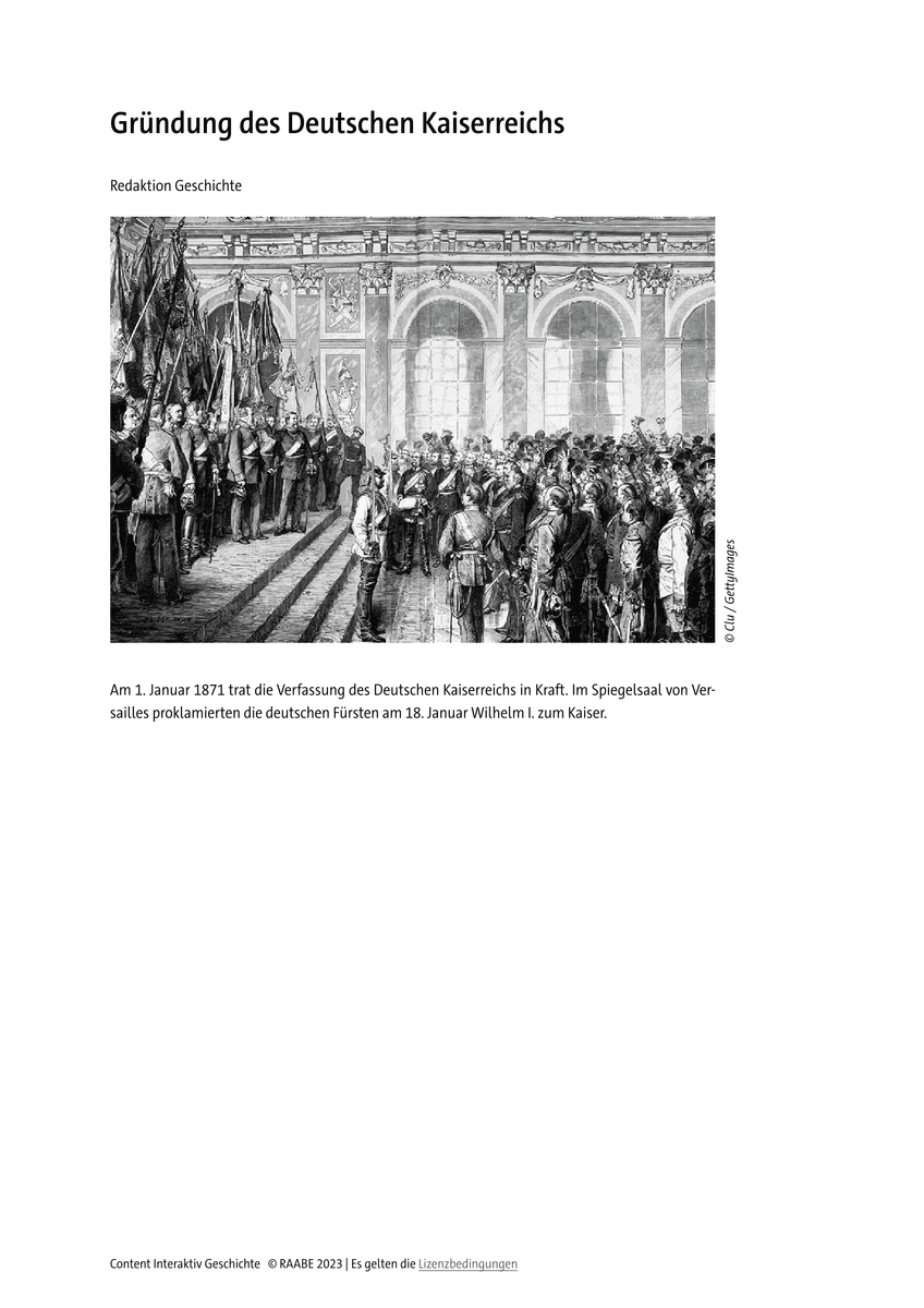 Lernen & Üben: Gründung des Deutschen Kaiserreichs