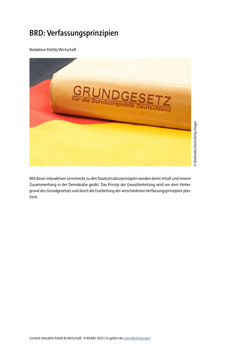 BRD: Verfassungsprinzipien