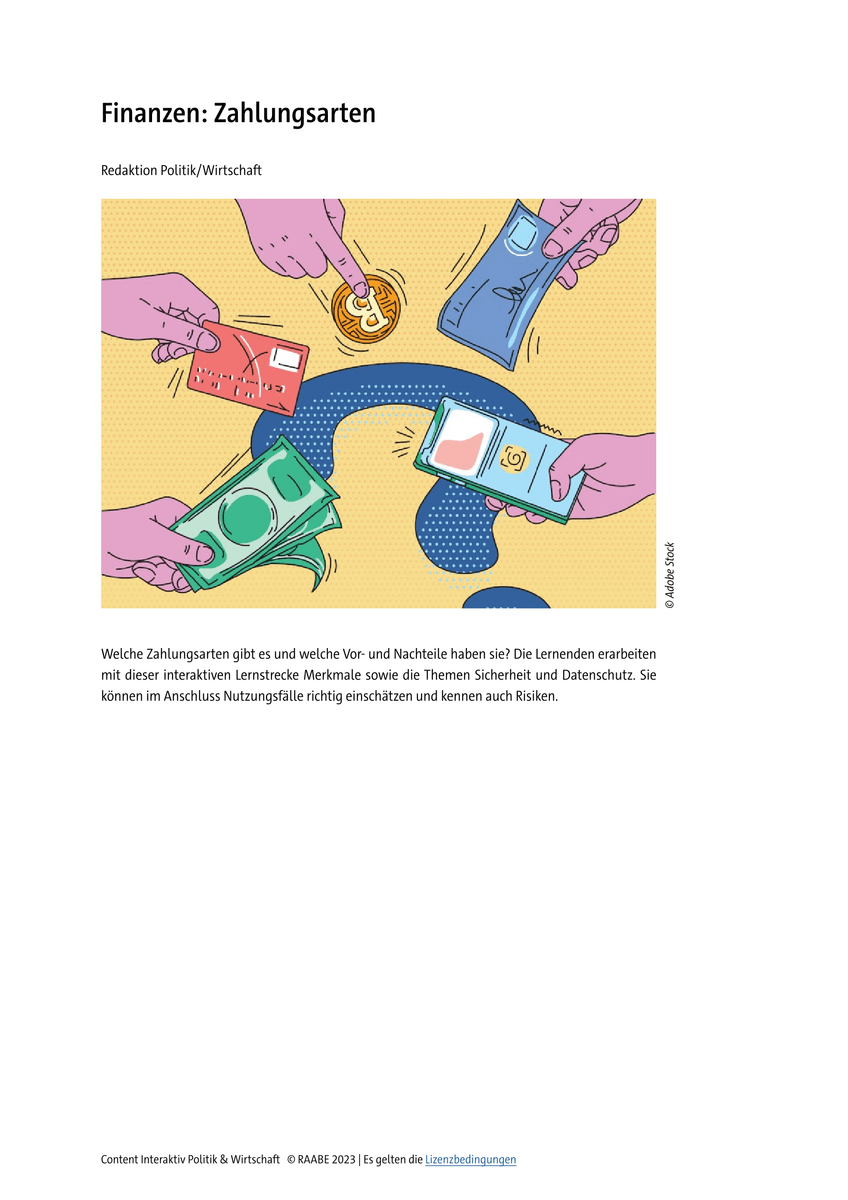 Finanzen: Zahlungsarten