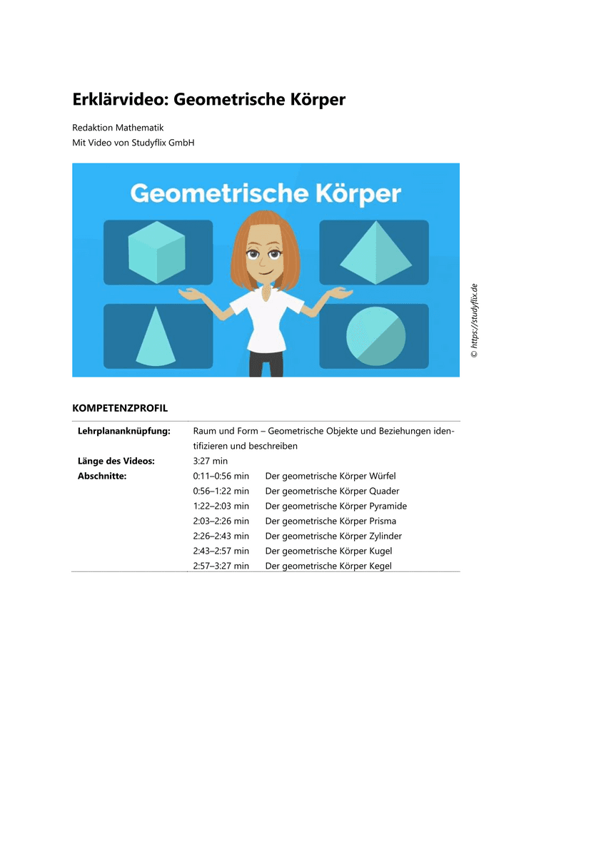 Erklärvideo: Geometrische Körper