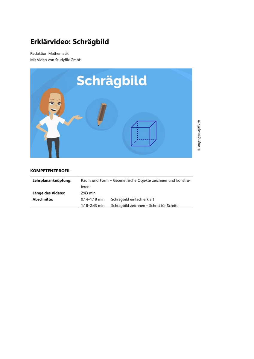 Lernen: Erklärvideo Schrägbild