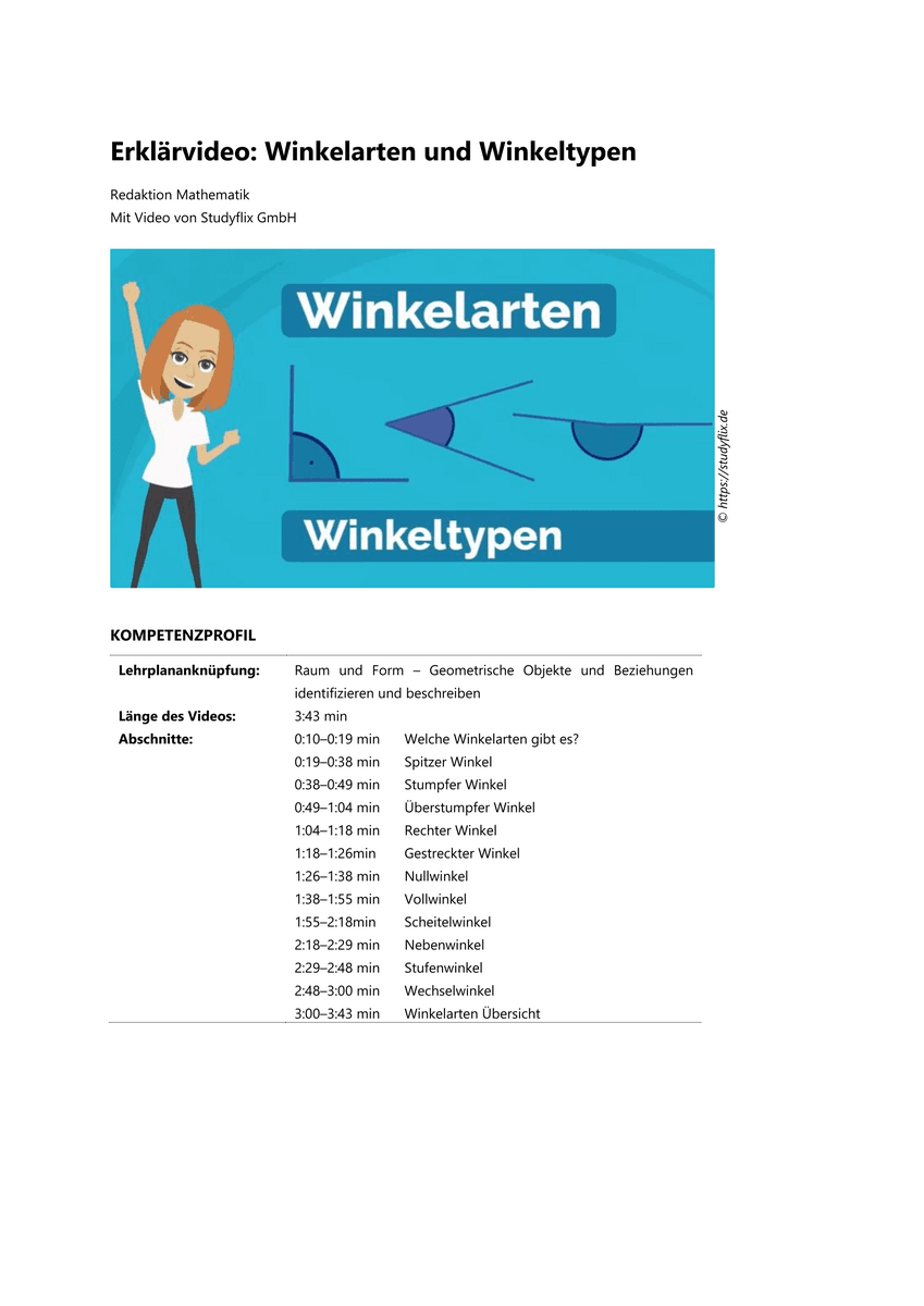 Erklärvideo: Winkelarten und Winkeltypen