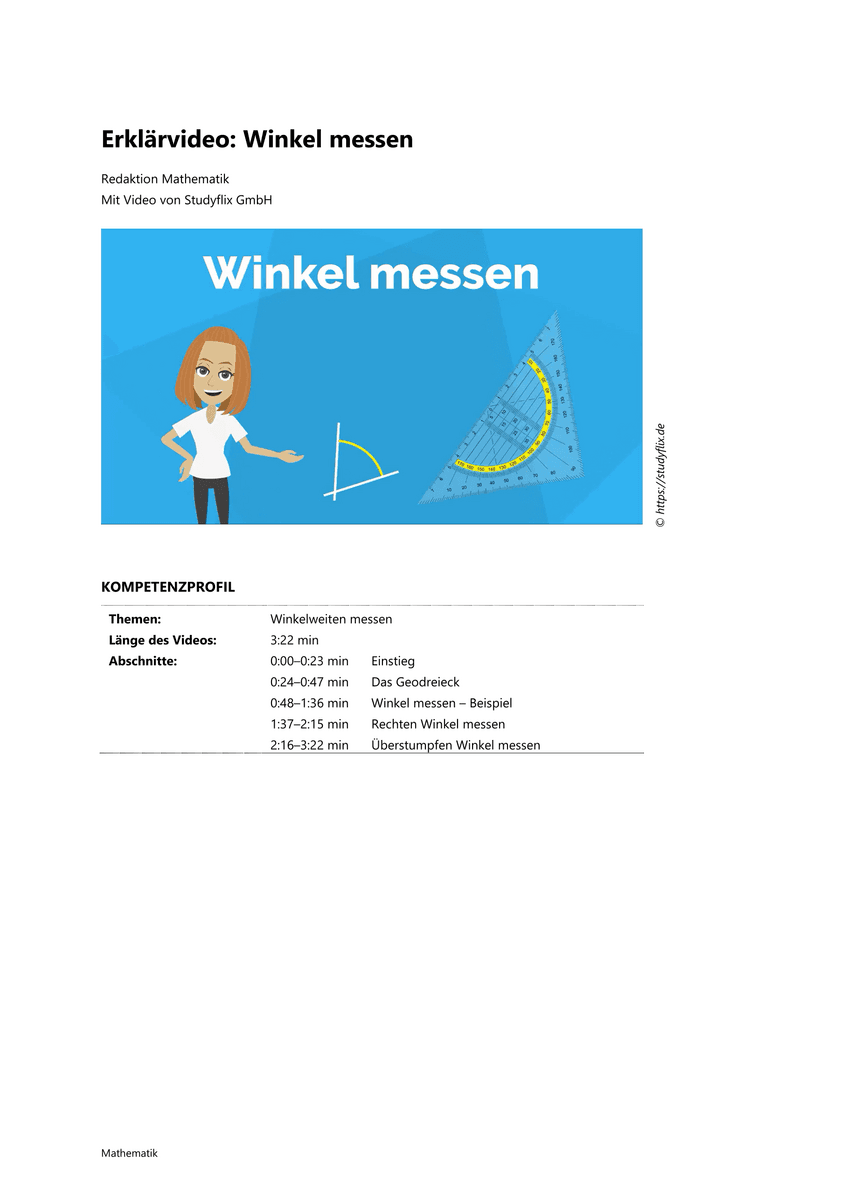 Lernen: Erklärvideo Winkel messen