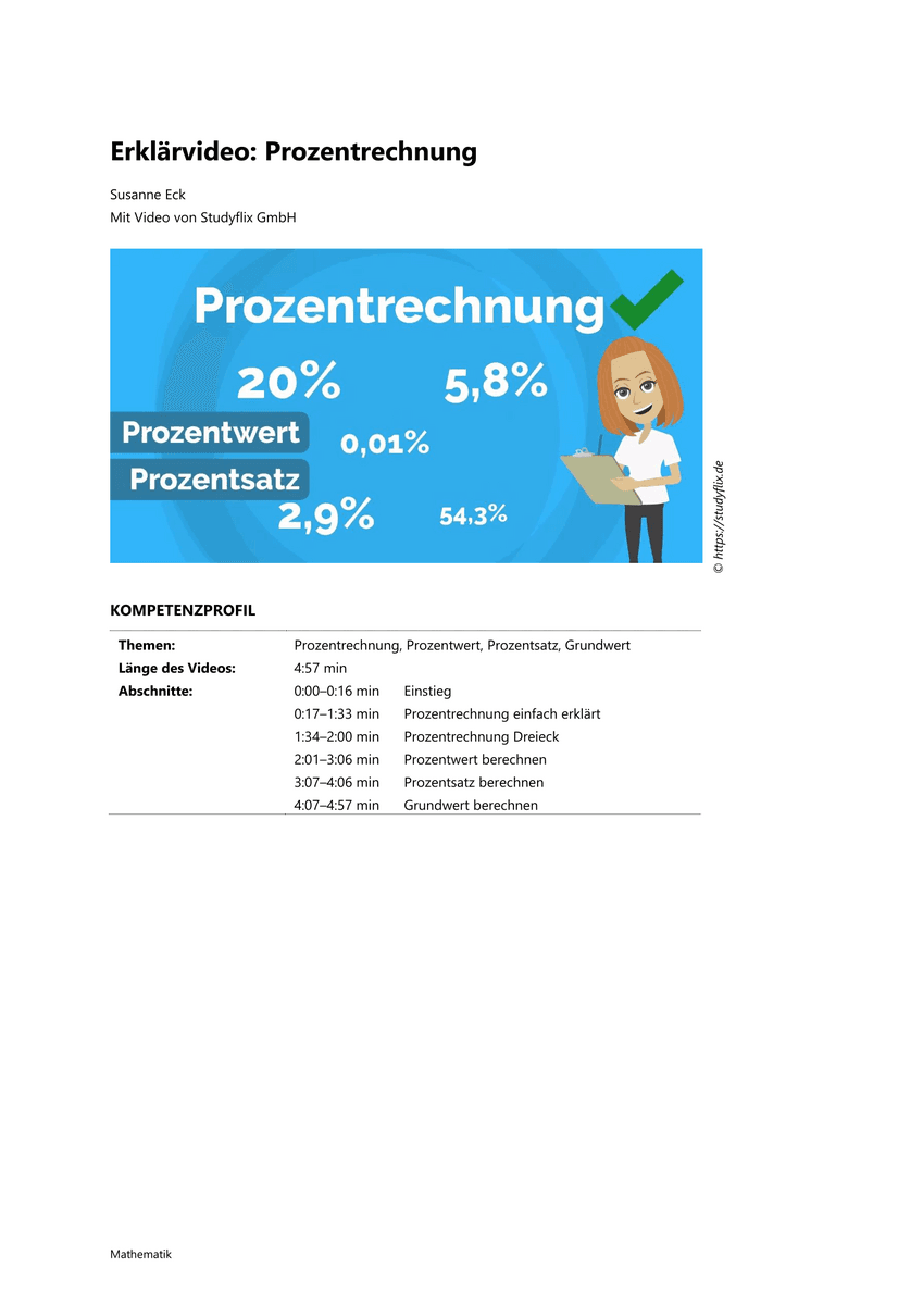 Lernen: Erklärvideo Prozentrechnung