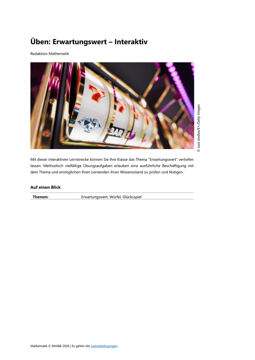 Üben: Erwartungswert