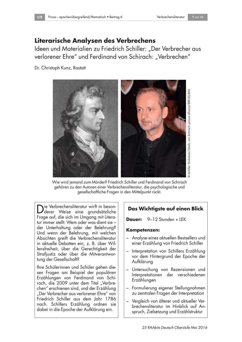 Literarische Analysen des Verbrechens