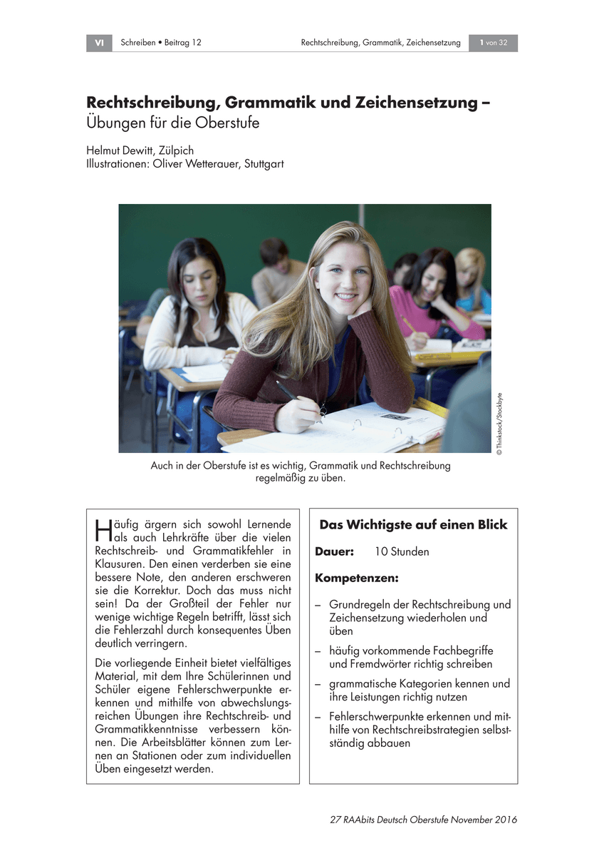 Rechtschreibung, Grammatik und Zeichensetzung