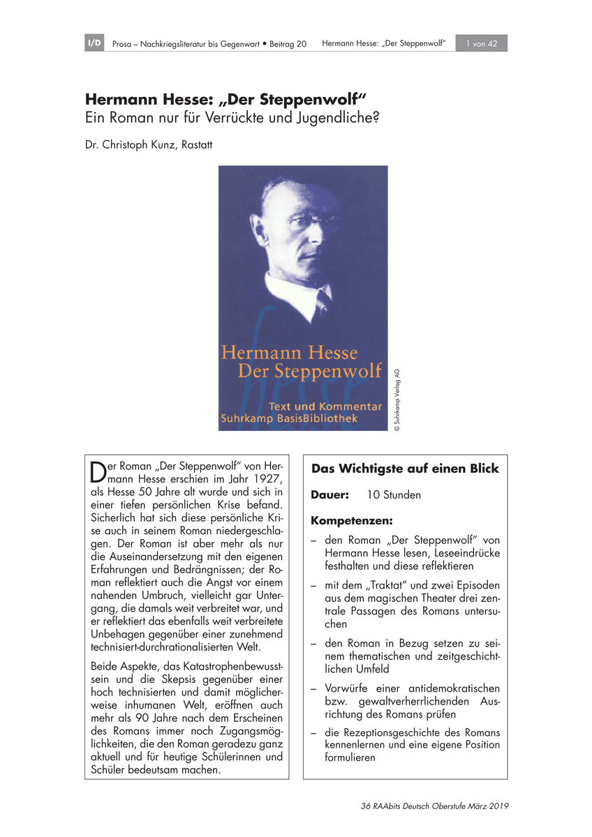 Hermann Hesse: „Der Steppenwolf“