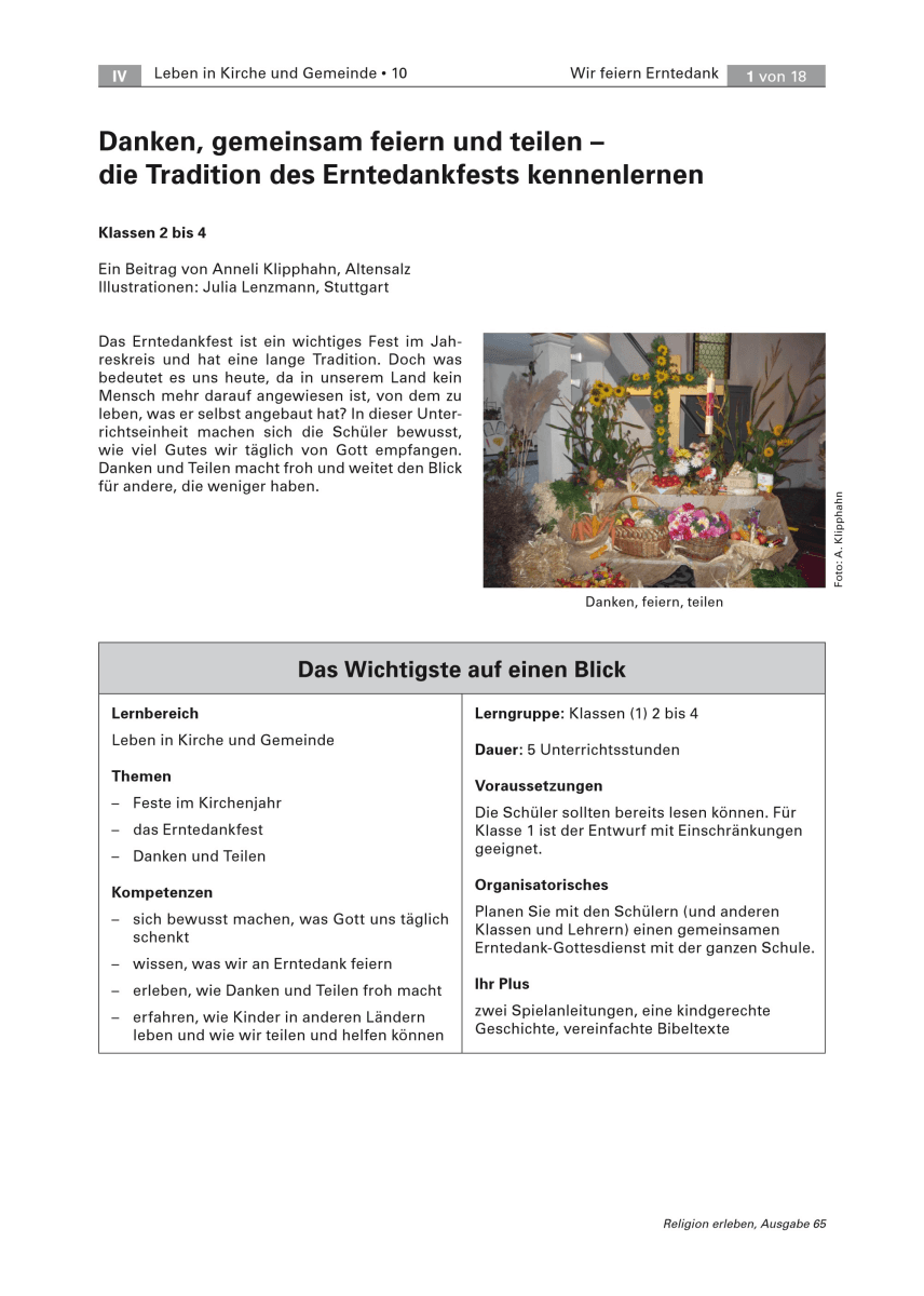Danken, gemeinsam feiern und teilen