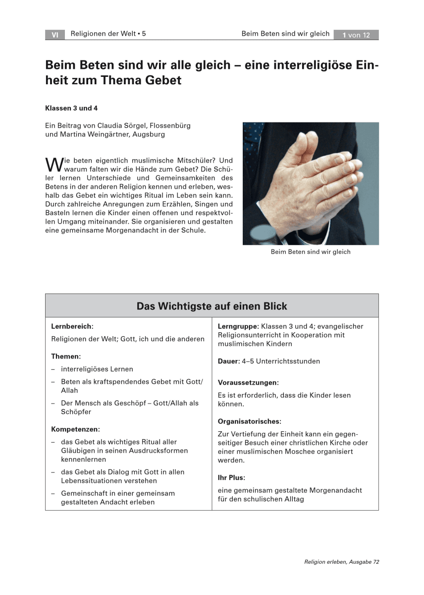 Beim Beten sind wir alle gleich