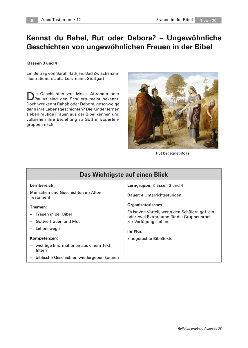 Kennst du Rahel, Rut und Debora?