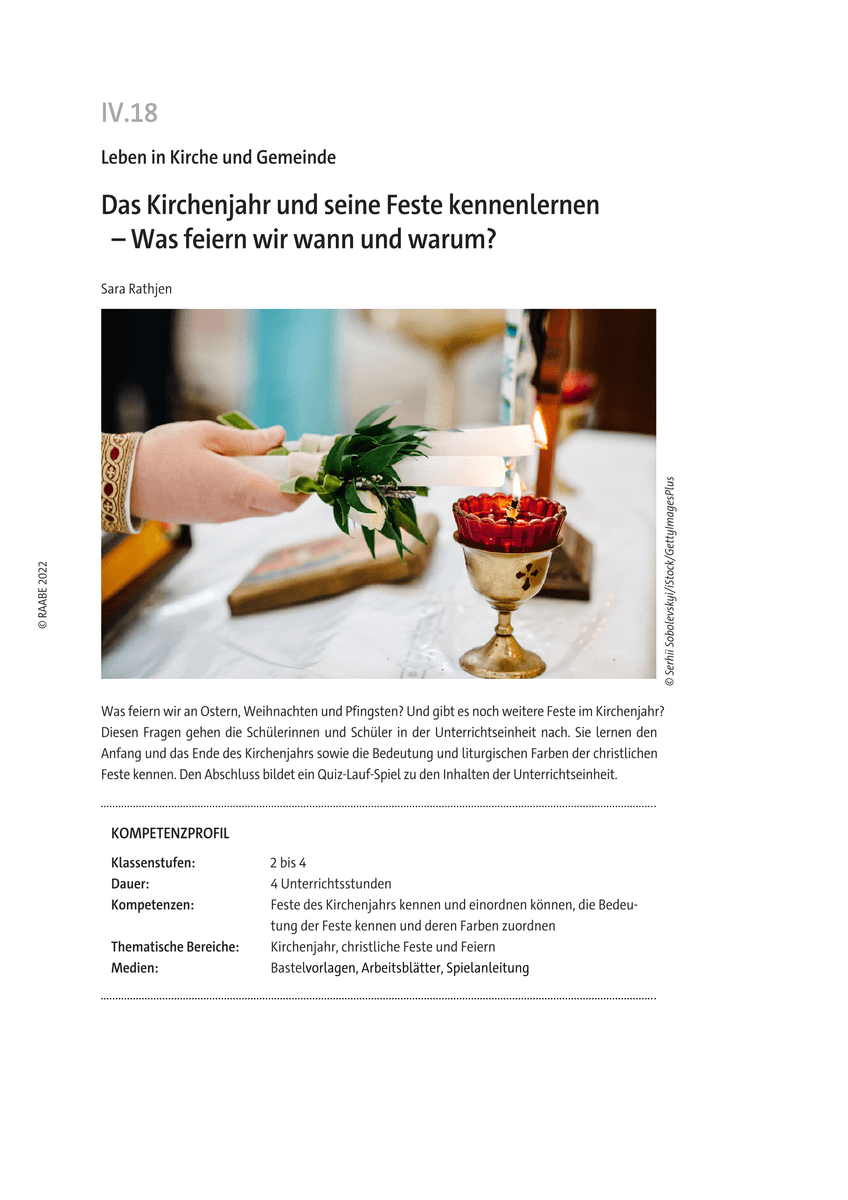 Das Kirchenjahr und seine Feste kennenlernen