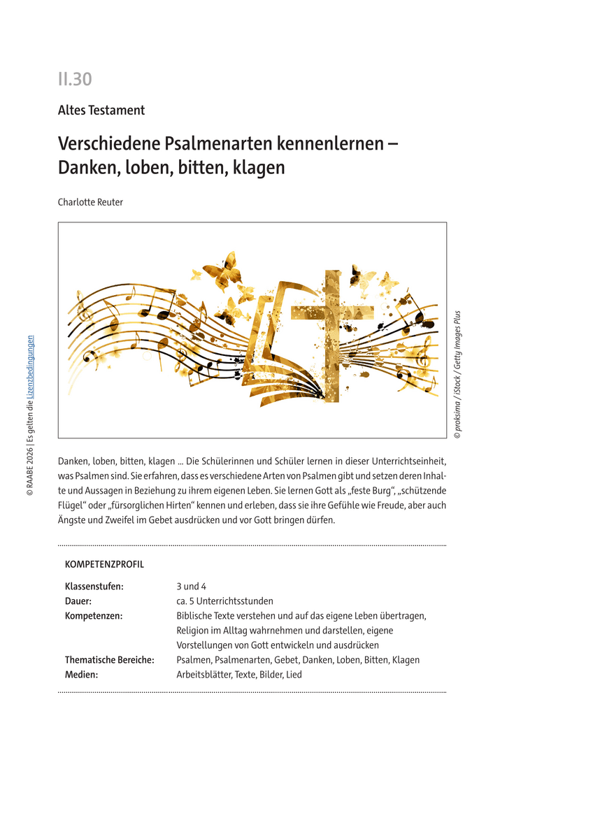 Verschiedene Psalmenarten kennenlernen