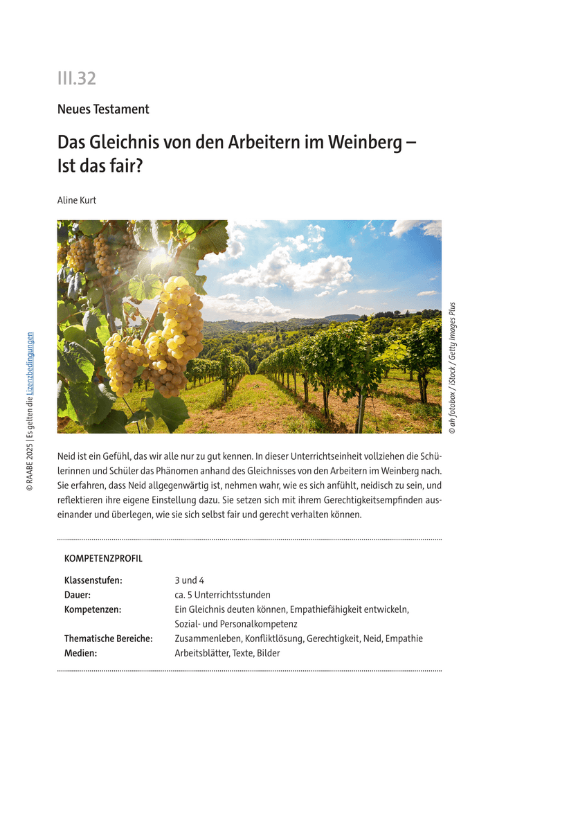 Das Gleichnis von den Arbeitern im Weinberg