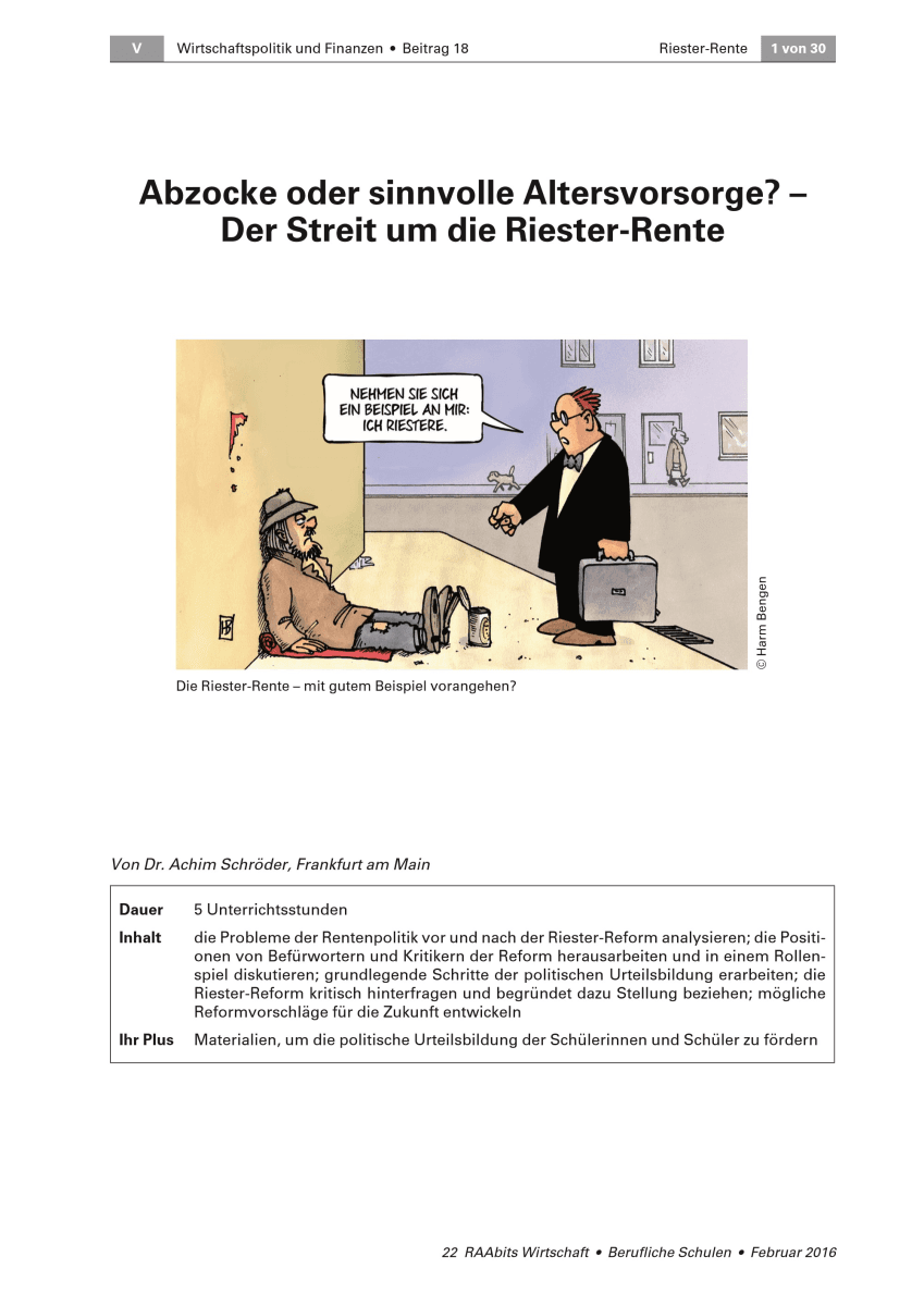 Der Streit um die Riester-Rente