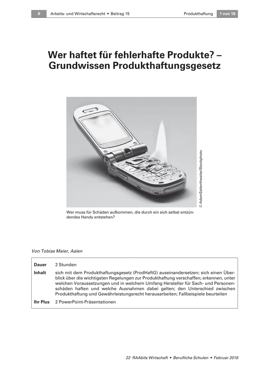 Wer haftet für fehlerhafte Produkte?