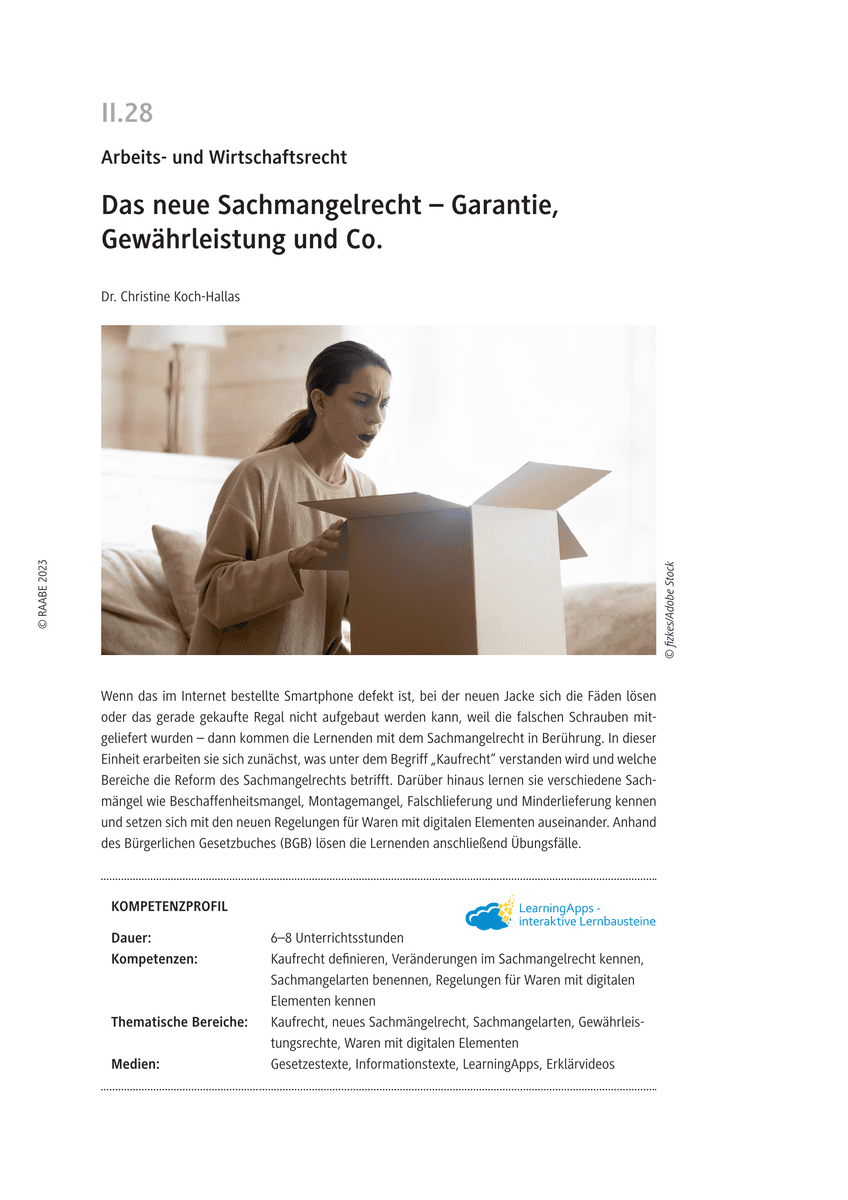 Das neue Sachmangelrecht