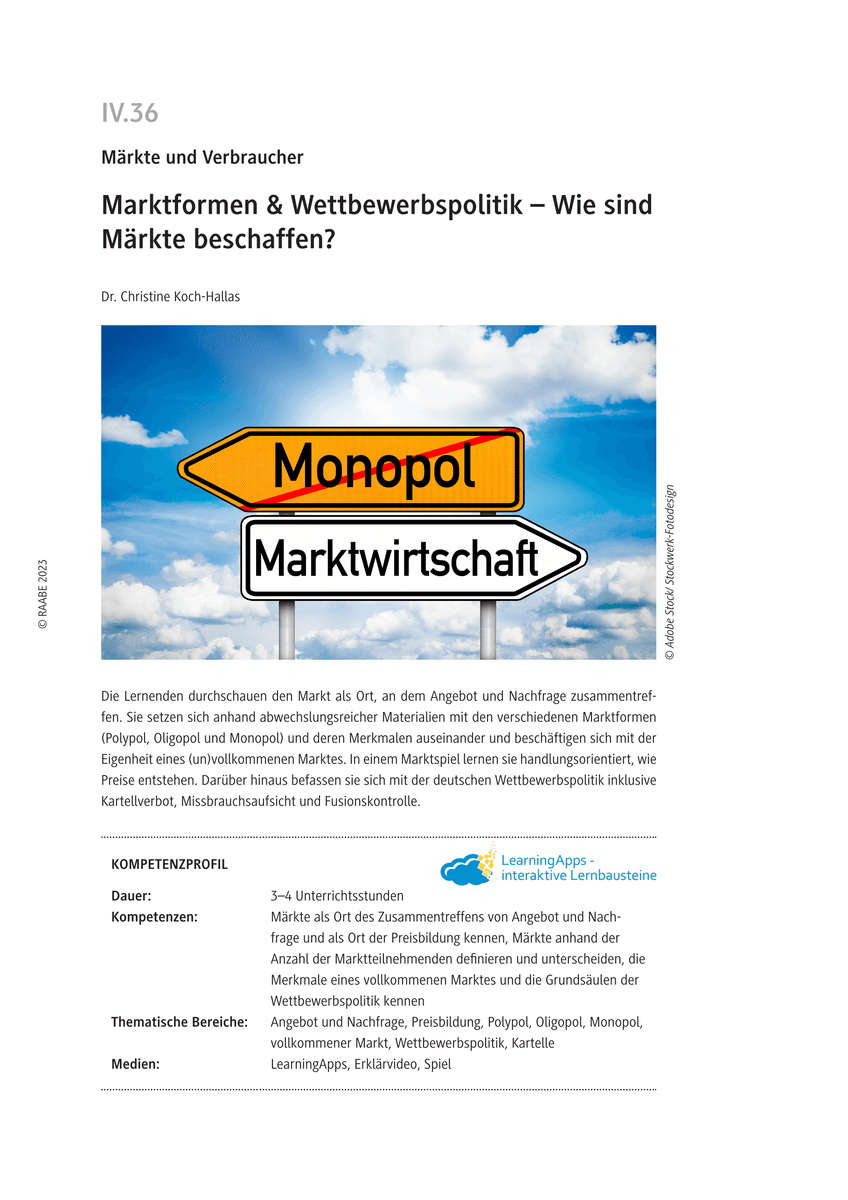 Marktformen & Wettbewerbspolitik